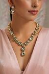 Paisley Pop_Gold Plated Kundan Necklace Jewellery Set _at_Aza_Fashions