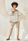 Buy_Kharakapas_Beige Cotton Apple Pant_at_Aza_Fashions