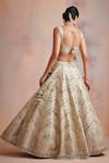 Shop_Suhino_White Tissue Embroidered Resham Work Leaf Mirror Bridal Lehenga Set _at_Aza_Fashions