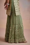 Buy_SUHINO_Green Organza, Georgette, Slub Silk Mirror , Resham Kurta Gharara Set _Online_at_Aza_Fashions