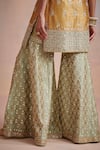 Buy_Suhino_Yellow Organza Embroidered Zari Work Round Notched Mirror Kurta Gharara Set _Online_at_Aza_Fashions