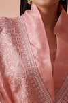 Suhino_Orange Organza Embroidered Dori Work V Neck Jacket Pant Set_Online_at_Aza_Fashions