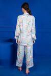 Shop_Mani Bhatia_Blue Cotton Satin Floral Print Shirt And Pant Set_at_Aza_Fashions