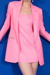 Buy_Mani Bhatia_Pink Moss Crepe Solid Blazer Notched Lapel Collar Dress And _Online_at_Aza_Fashions