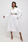 Buy_DaisyDays.Co._White Cotton Modal Embroidered Sequin Ilanga Puff Sleeve Shirt Dress _at_Aza_Fashions