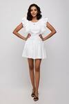 Buy_Daisydays.CO._White Cotton Modal Embroidered Sequin Work Iuan Knife Pleat Dress _at_Aza_Fashions