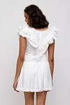 Shop_Daisydays.CO._White Cotton Modal Embroidered Sequin Work Iuan Knife Pleat Dress _at_Aza_Fashions