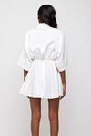 Shop_DaisyDays.Co._White Cotton Modal Korshid Cinched Shirt Dress_at_Aza_Fashions