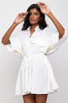 Buy_DaisyDays.Co._White Cotton Modal Korshid Cinched Shirt Dress_Online_at_Aza_Fashions