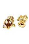 Curio Cottage_Gold Plated Kundan Floral Mini Jhumkas_Online_at_Aza_Fashions