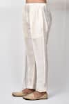 Buy_Aryavir Malhotra_Beige Art Silk Plain Elasticated Pant_Online_at_Aza_Fashions