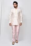 Buy_Aryavir Malhotra_Pink Art Silk Plain Elasticated Pant _at_Aza_Fashions