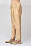 Buy_Aryavir Malhotra_Beige Art Silk Plain Elasticated Pant_Online_at_Aza_Fashions