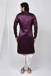 Shop_Aryavir Malhotra_Purple Satin Silk Plain Cuff Sleeve Pathani Kurta Set _at_Aza_Fashions