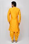 Shop_Aryavir Malhotra_Yellow Art Silk Plain Asymmetric Kurta And Cowl Pant Set_at_Aza_Fashions