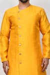 Shop_Aryavir Malhotra_Yellow Art Silk Plain Asymmetric Kurta And Cowl Pant Set_Online_at_Aza_Fashions