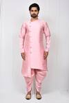 Buy_Aryavir Malhotra_Pink Art Silk Plain Asymmetric Kurta And Cowl Pant Set_Online_at_Aza_Fashions