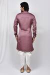 Shop_Aryavir Malhotra_Purple Satin Art Silk Overlap Kurta Set_at_Aza_Fashions