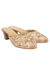 Buy_Kkarma_Pink Embroidered Allure Mule Block Heels _at_Aza_Fashions