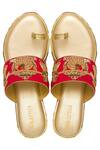 Shop_Kkarma Accessories_Red Embroidery Platform Wedges _at_Aza_Fashions
