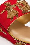 Shop_Kkarma Accessories_Red Embroidery Platform Wedges _Online_at_Aza_Fashions