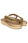 Buy_Kkarma_Gold Silk Ghungroo Embellished Platform Sandals_at_Aza_Fashions