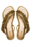 Shop_Kkarma_Gold Silk Ghungroo Embellished Platform Sandals_at_Aza_Fashions