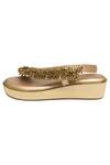 Kkarma_Gold Silk Ghungroo Embellished Platform Sandals_Online_at_Aza_Fashions