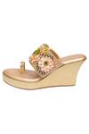 Kkarma Accessories Multi Color Embroidery Manihari Kolhapuri Wedges Online at Aza Fashions Kkarma Accessories_Multi Color Embroidery Manihari Kolhapuri Wedges_Online_at_Aza_Fashions