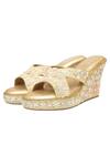 Buy_Kkarma Accessories_Gold Embroidery Sitamgar Wedges _at_Aza_Fashions