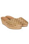 Buy_Kkarma Accessories_Gold Embroidery Sultan Platform Wedges _at_Aza_Fashions