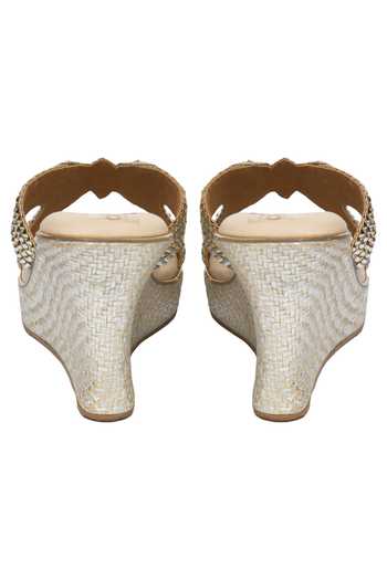 Buy_Kkarma Accessories_Silver Embroidery Titlie Platform Wedges _Online_at_Aza_Fashions