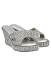Buy_Kkarma Accessories_Gray Embroidery Grey Silver Platform Wedges _at_Aza_Fashions