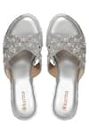 Shop_Kkarma Accessories_Gray Embroidery Grey Silver Platform Wedges _at_Aza_Fashions