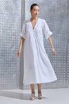Buy_The Summer House_White Organic Cotton V Neck Bili Dress_at_Aza_Fashions