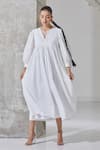 Buy_The Summer House_White Organic Cotton Plain Round Notched Veallai Dress  _at_Aza_Fashions