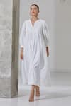 Buy_The Summer House_White Organic Cotton Plain Round Notched Veallai Dress  _Online_at_Aza_Fashions