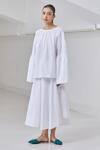 The Summer House_White Organic Cotton Plain Round Alekha Tent Top For Women_Online_at_Aza_Fashions