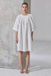 Buy_The Summer House_White Bianca Linen Striped Dress_at_Aza_Fashions