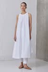 Buy_The Summer House_White Organic Cotton Plain High Neck Audric Dress _at_Aza_Fashions