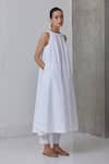 The Summer House_White Organic Cotton Plain High Neck Audric Dress _Online_at_Aza_Fashions