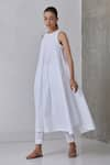 Buy_The Summer House_White Organic Cotton Plain High Neck Audric Dress  _Online_at_Aza_Fashions