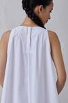 The Summer House_White Organic Cotton Plain High Neck Audric Dress _at_Aza_Fashions