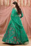 Shop_Aayushi Maniar_Green Crepe Silk Floral Print Anarkali With Dupatta_at_Aza_Fashions