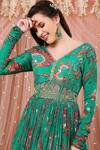 Aayushi Maniar_Green Crepe Silk Floral Print Anarkali With Dupatta_at_Aza_Fashions