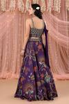 Shop_Aayushi Maniar_Purple Crepe Silk, Korean Georgette Floral Drape Attached Choli And Lehenga Set_at_Aza_Fashions