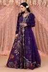 Buy_Aayushi Maniar_Purple Organza, Net, Korean Georgette Floral Print, Anarkali With Dupatta_Online_at_Aza_Fashions