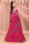 Aayushi Maniar Pink Organza, Crepe Silk Floral Print, Zardozi Work Anarkali With Dupatta Online at Aza Fashions Aayushi Maniar_Pink Organza, Crepe Silk Floral Print, Zardozi Work Anarkali With Dupatta_Online_at_Aza_Fashions