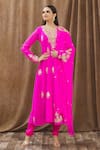 Buy_Gaurav Katta_Pink Georgette Thread And Sequin Notched Placement Embroidered Anarkali Set _at_Aza_Fashions