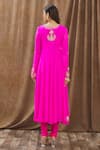 Shop_Gaurav Katta_Pink Georgette Thread And Sequin Notched Placement Embroidered Anarkali Set _at_Aza_Fashions